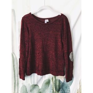 Maroon sweater with pale gold sequins